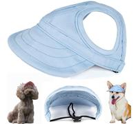 Sombrero de PVC Ajustable para Perro, Capucha Protectora Solar Personalizada para Exteriores, con Orificios para Las Orejas, Apto para Todo Tipo de Perros (Light Blue,Medium)