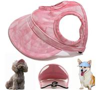Sombrero de PVC Ajustable para Perro, Capucha Protectora Solar Personalizada para Exteriores, con Orificios para Las Orejas, Apto para Todo Tipo de Perros (Cloud Pink,Large)