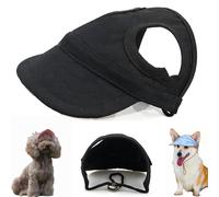 Sombrero de PVC Ajustable para Perro, Capucha Protectora Solar Personalizada para Exteriores, con Orificios para Las Orejas, Apto para Todo Tipo de Perros (Black,Medium)