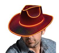 Sombrero de ranchero de neón, sombrero de Li ght Up, LED H at, luz LED H at, luz a granel U p Co wboy Ha ts con luces intermitentes |, Rojo -, Double