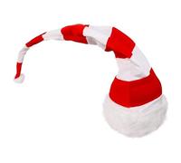 SOMBRERO DE RAYAS ALTO PARA ADULTOS - SOMBRERO DE RAYAS ROJAS Y BLANCAS DE 3FT/90CM DE ALTO CON ALAMBRE, RIBETE BLANCO Y BORLA BLANCO - ACCESORIO DE DISFRACES NAVIDEÑOS - TALLA ÚNICA