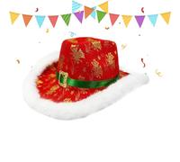 Sombrero de rojo de Navidad - Accesorios de disfraces occidentales festivos festivos - Sombrero rojo de y vaquera de Navidad, para festivas en la víspera de Año Nuevo