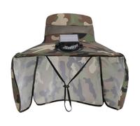 Sombrero de safari solar - Wide Brim Sun | Built-in Solar Powered Cooling Fan with Adjustable Speed, Breathable Mesh Vents, UPF 50+ Protection, Chin Strap Gardening, Hiking And Outdoor Work, Army