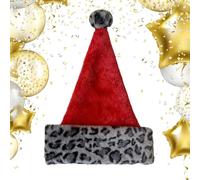 Sombrero De Santa Claus | Doble Capa Elegante Y Suave | Sombrero De Papá Noel De Peluche Con Estampado De Leopardo | Para Fotografía Desfile Cosplay Año Nuevo Familia Amigos Madre Novia M