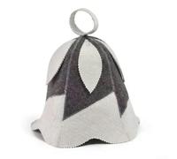 Sombrero de sauna de fieltro para hombre siguiendo los principios de diseño piloto para ofrecer protección específica para el cabello, cuero cabelludo y áreas de orejas bajo estrés por calor (E)