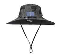 Sombrero de sol al aire libre de ala ancha con ventilador solar ventilador solar de ala ancha sombrero de pesca al aire libre solar USB carga sombrero de ventilador de energía solar, ejército verde