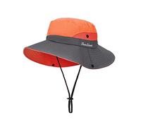 Sombrero de Sol al Aire Libre Mujer Sombrero de Cola de Caballo Plegable Gorro de Pescador Gorras de ala Ancha de Malla Sombrero de Verano Visor 56-58CM (Naranja)
