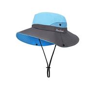 Sombrero de Sol al Aire Libre Mujer Sombrero de Cola de Caballo Plegable Gorro de Pescador Gorras de ala Ancha de Malla Sombrero de Verano Visor 56-58CM (Azul Cielo)
