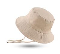Sombrero de Sol Bebé Verano Sombreros Pescador ala Ancha Algodón Gorra con Protección Solar Anti-UV Gorro de Playa para Infantiles Niños (48cm, Kaki)