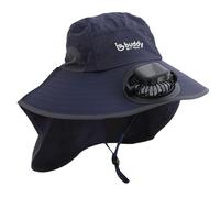 Sombrero de sol con carga solar con tela controlable que absorbe el ventilador para jardinería, senderismo, playa, actividad, sombrero de sol automático con ventilador solar, azul marino, Talla única