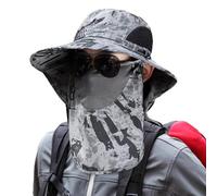 Sombrero De Sol Con Cubierta Para La Cara - Gorro De Cubo Desmontable Transpirable UPF50+, Solapa Para El Cuello Con Escudo De Jardinería | Playa Camping Mochila De Hombro Escalada Ambiente Y, Dark