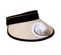 Sombrero de sol con ventilador - Sombrero UV para acampar | Accesorio portátil de refresco de ala ancha para ciclismo, pesca, viajes y golf, Color crema, L