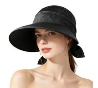 Sombrero de sol de ala ancha, visera de seda de hielo para mujer, protector facial desmontable con , protección UV para exteriores, para senderismo, pesca, conducción, vacaciones, Negro , M-L