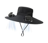 Sombrero de sol de borde ancho - Sombrero de sol de borde ancho al aire libre con 2 ventiladores solares | Protección UV | Cap de pesca con ventilador solar para hombres mujeres | Pesca senderismo de