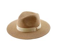 Sombrero De Sol De Verano Sombrero de paja de cabeza grande con sombrero tejido de paja plegable de talla grande 60-64cm sombrero de copa for hombre protección solar sombrero sombreado(Khaki B,61-64cm
