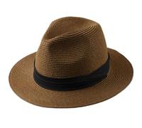 Sombrero De Sol De Verano Sombrero de paja de cabeza grande con sombrero tejido de paja plegable de talla grande 60-64cm sombrero de copa for hombre protección solar sombrero sombreado(Coffee,61-64cm)