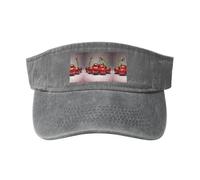 Sombrero de sol hueco con estampado de cerezas chilenas, moderno y versátil, unisex, un artículo imprescindible para deportes al aire libre, viajes, uso diario, gris, talla única