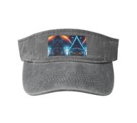 Sombrero de sol hueco con estampado del futuro de ciencia ficción, moderno y versátil, unisex, un artículo imprescindible para deportes al aire libre, viajes, uso diario, color gris