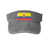 Sombrero de sol hueco estampado de la bandera de Ecuador, moderno y versátil, unisex, un artículo imprescindible para deportes al aire libre, viajes, uso diario, color gris