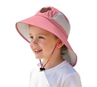 Sombrero de sol infantil genérico 2026 con gargantilla para niñas UPF 50+, correa ajustable para la barbilla de playa transpirable para niños pequeños estilo pescador, rosa, Taille unique