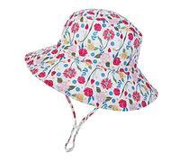 Sombrero de Sol para Bebé Niña Ajustable Gorro Verano de Pescador para Niños ala Ancha Sombrero Bob Protección Solar UPF 50 para Exteriores Natación Playa Piscina (Flor)