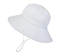 Sombrero de Sol para Bebé Niña Ajustable Gorro Verano de Pescador para Niños ala Ancha Sombrero Bob Protección Solar UPF 50 para Exteriores Natación Playa Piscina (Blanco)