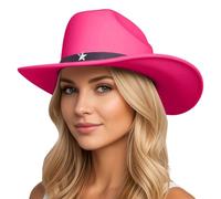 Sombrero de sol para mujer 2026 Sombrero de vaquero estilo occidental con estrella, sombrero de equitación unisex para adultos, gorro de verano con protección UV, gorra con visera, Rosa intenso