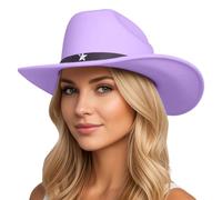 Sombrero de sol para mujer 2026 Sombrero de vaquero estilo occidental con estrella, sombrero de equitación unisex para adultos, sombrero de verano con protección UV, morado, Talla única