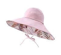 Sombrero de sol para mujer, sombrero de verano medio vacío, puede atar cola de caballo, sombrero de pescador, sombrero grande para hombre, sombrero de playa, rosa, Talla única