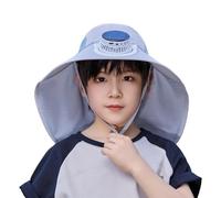 Sombrero de sol para niños, transpirable, con ventilador solar, ala ancha, ligero, ajustable, diseño transpirable para edades de tres a doce años, sombrero de pescador, sombrero de sol, senderismo