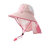 Sombrero de sol para niños, unisex, gorro de verano, dibujos animados, cuello con capucha, protección solar al aire libre, para niños y niñas, de 2 a 14 años, Rosa., Talla única