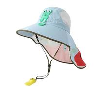 Sombrero de sol para niños, unisex, gorro de verano, dibujos animados, cuello con capucha, protección solar al aire libre, para niños y niñas, de 2 a 14 años, azul, Talla única