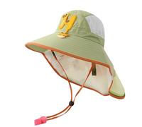 Sombrero de sol para niños, unisex, gorro de verano, dibujos animados, cuello con capucha, protección solar al aire libre, para niños y niñas, de 2 a 14 años, verde, Talla única