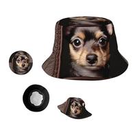 Sombrero De Sol Perro En Cartera De Cuero Marrón Gorros De Pescador Unisex Sombrero De Sol Colorido Sombrero De Pescador para Senderismo Escalada Playa 56-58Cm