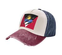 Sombrero de sol Transpirable y Duradero con Estampado de la Bandera de Antigua y Barbuda, Lavado, Ajustable, para Hombres y Mujeres, para Senderismo, Uso Diario e Informal. Navy and Red One Size