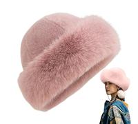 Sombrero de sombrero para mujer - Soft Windproof Winter Design, Accessory Style, Warm Outdoor Wear, Chic Cold Weather Street Look | Stylish Plush Bucket Cap for Women Girl Travel Outings, rosa