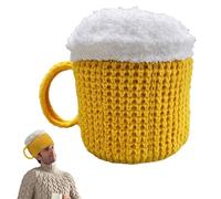 Sombrero de taza de cerveza, gorro de punto 3D, divertido gorro para hombre, elástico, cálido, invierno, para hombres, mujeres, adultos, disfraz de vacaciones, Oktoberfest, cumpleaños, amarillo, Refer