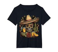 Sombrero de Tequila Mexicano con Calavera de azúcar para Hombres y Mujeres Camiseta, Mujer Tallas Grandes, Negro, 3XL Grande