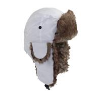 Sombrero de trampero con forro de piel sintética para hombre, gorro de trampero cálido de soldado ruso, gorra de esquí de invierno, blanco, Talla única