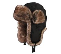 Sombrero de trampero de invierno, sombrero ruso, sombrero de invierno, sombreros cálidos con orejeras, sombrero a prueba de viento y de piel sintética, gorra de aviador y piloto, color negro 57cm