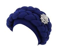 Sombrero de trenza con cuentas para mujer, musulmanes con volantes, gorras para dormir, gorras forradas de satén, gorras de barba, azul, Talla única