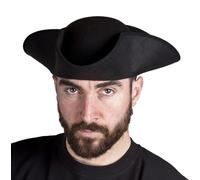 Sombrero de tricornio negro para adultos, disfraz de pirata Highwayman Town Cryer Dick Turpin, perfecto para cualquier fiesta, 1 sombrero de tricornio