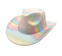 Sombrero de vaquera con encantador arco iris para boda, despedida de soltera, vacaciones, arco iris, novia, accesorios para fotos, sombrero de vaquera para niñas