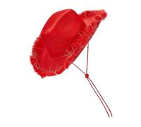 Sombrero de vaquera con plumas Boa Fieltro Rosa Sombrero de vaquero con forro de plumas esponjosas, tiara de diamantes de imitación, gafas de sol y bandana, para despedida de soltero, ropa temática