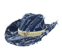 Sombrero de vaquera de estilo occidental con diseño de toro decorado con estilo vaquero, gorra de ala ancha para hombres y mujeres, fiesta al aire libre, azul celeste, Talla única