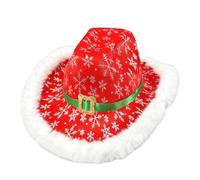 Sombrero De Vaquera de Santa Claus | Traje Occidental Festivo Junco,Sombrero Occidental De Navidad - Para Fiesta De Año Nuevo Apariciones Escénicas Accesorios Cosplay