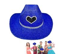 Sombrero De Vaquera Glitter, Sombreros De Para Mujer | Disco De Sombrero De Vaquera Western Wide Brim | Accesorios De Disfraz, Accesorios De Cosplay Para Halloween, Fiesta De Cumpleaños
