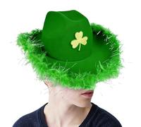 Sombrero De Vaquera | Sombrero De Fiesta Verde Respirable Con Patrón De Trébol,Sombrero De Vaquero Mujer - Para Chicos Festival Fiesta Country