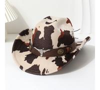 Sombrero de vaquero con estampado de vaca cinturón, gorra de de protección solar estilo , tejido 100% poliéster, inelástico, lavable a , , para exteriores, barbacoas, camping, ropa de moda