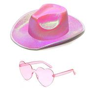 Sombrero de vaquero con gafas de vacaciones, color sólido, sombrero Fedora sorpresa para niña, sombrero de vaquera para carnavales, festivales de música, fiestas, cumpleaños